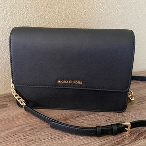 Michael Kors Daniela Leather Bag Black Gold NWT